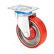 WAGNER Soft Heavy Duty zwenkwiel - diameter 125 mm, bouwhoogte 155 mm, staal & gietijzer, rood/zilver, aanschroefplaat 85 x 105 mm, draagkracht 300 kg - 04012501