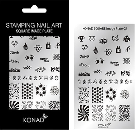 Konad Square stempel sjablonen plaat 05 met 37 ' VOETBAL ' nagel sjablonen.