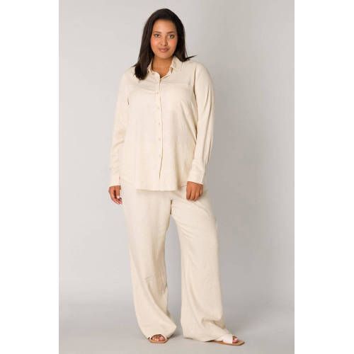 Base Level Curvy blouse met linnen beige