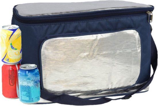 Gerimport Koeltas schoudertas blauw/zilver 18 liter - 39 x 20 x 26 cm