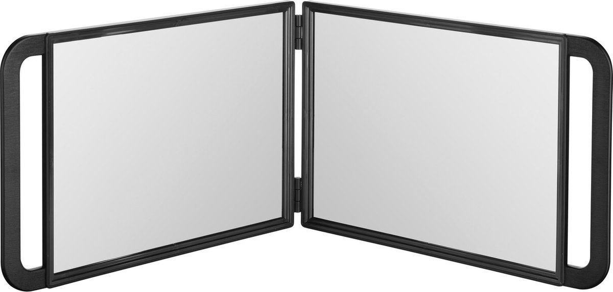 Barber Line Dubbele Kappersspiegel met handgreep - Handspiegel - Professioneel - 2 x 36,7 cm - Zwart