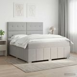 vidaXL Boxspringbed met matras, lichtgrijs, 180 x 200 cm, stof