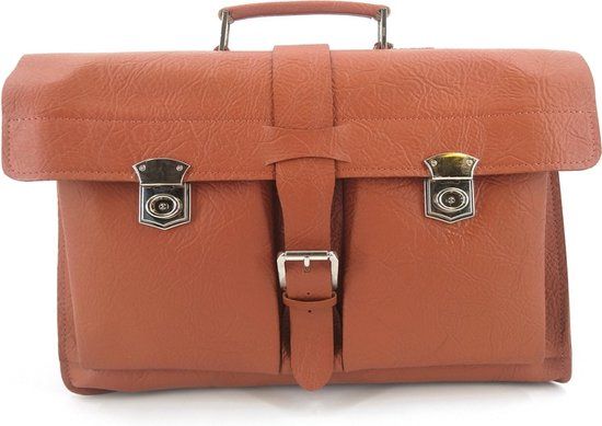 Juscha JU-6208001 Schooltas - Bruin Leer - 10 inch Laptopvak - Unisex