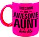 Bellatio Decorations Shoppartners Bv This is what an awesome aunt looks like cadeau mok / beker - neon roze - 330 ml - verjaardag - kado mok / beker