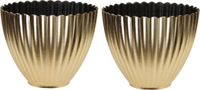 Othmar Decorations Plantenpot/bloempot - 2 stuks - Kunststof - Goud - D11 x H11 cm