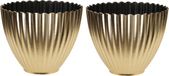 Othmar Decorations Plantenpot/bloempot - 2 stuks - Kunststof - Goud - D11 x H11 cm
