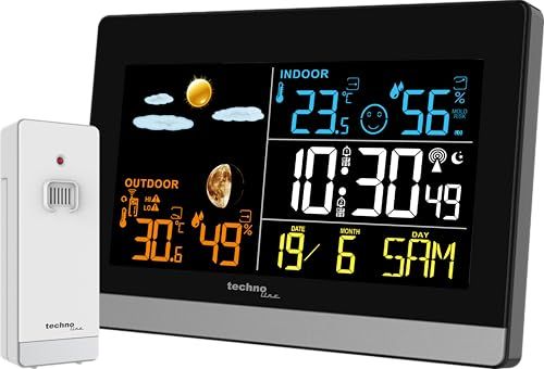 WS6455 Technoline WS6455 Weerstation met binnen- en buitentemperatuur, luchtvochtigheid binnen en buiten, gekleurd led-display