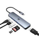 Tymyp 6-in-1 USB-C-hub, dual-monitor USB C-adapter met (4K HDMI, USB A 3.0, SD/TF-kaartlezer), Chromebook Pro/Air Multiport Dock voor Surface, XPS en meer type C-apparaten