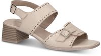 Caprice Dames Sandaaltje 9-28204-46 Wit Leer Kitten Hak G-breedte Maat 41 EU