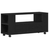 vidaXL Tv-meubel met wielen, zwart eiken, spaanplaat