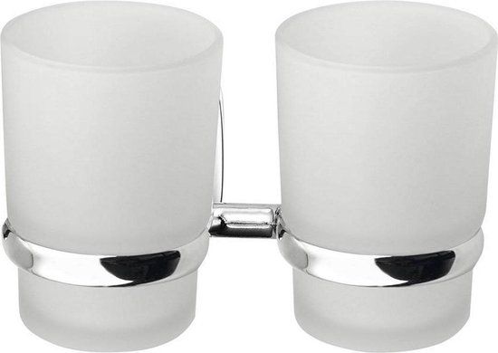 Sapho Rumba - Dubbele Bekerhouder - Chroom / Melkglas