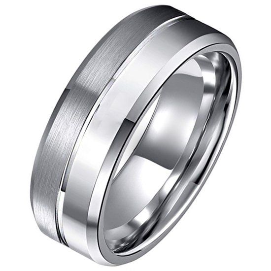 TJ Tom Jaxon Tom Jaxon Wolfraam Ring Groef Mat en Glans Zilverkleurig - 17mm