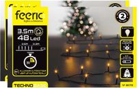 Feeric lights & Christmas Feeric lights Kerstverlichting - 2x - warm wit - 3,5 m - 48 LED lampjes - zwart snoer - batterij