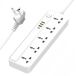 Multiprise universelle avec interrupteur - Lot de 3 - 5 prises universelles - 1 x 20W USB-C PD - Câble d'alimentation de 2m