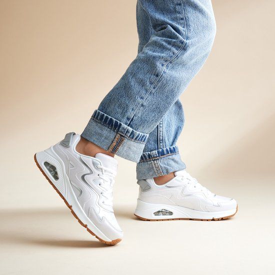 Skechers Uno Gen1-Wavy Shimmer Meisjes Sneakers - Wit