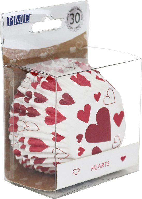 PME Cupcake Vormpjes Papier met Folie - Hartjes - pk/30 - Baking Cups