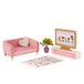 Our Generation Lovely Living Room, poppenwoonkamer 46 cm | 6-delig: bank, hartkussen, tapijt, tv-kast, tv en kamerplant, woonkamer, vanaf 3 jaar