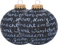 Stern Fabrik Krijt/krijtbord kerstbal - 2x - incl. krijtje - 8 cm - Kunststof - Zwart