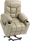 CLP Andover Fauteuil - Fauteuil releveur électrique avec USB et porte-gobelet - Similicuir crème