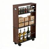 Relaxdays Keukentrolley op wieltjes - 80 x 15 x 45 cm - smal - zwart-bruin