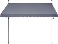 VEVOR Balkonluifel Luifel Klemluifel Zonwering met Zwengel 350x120cm Grijs