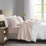 Madison Park 3M Microcell Kleur Snel, Kreuk- en Vlekbestendig, Zachte Lakens met 40,6 cm Diepe Zak Het Hele Seizoen, Gezellige Beddengoedset, Bijpassende Kussensloop, Twin XL, Blush