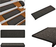 vidaXL Trapmatten 15 stuks 65x21x4 cm antraciet rechthoekige rand