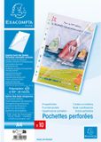 Exacompta Pak van 10 geperforeerde showtassen - zijdelingse opening - gladde PP 6/100ste - A4 - Transparant - 5310E