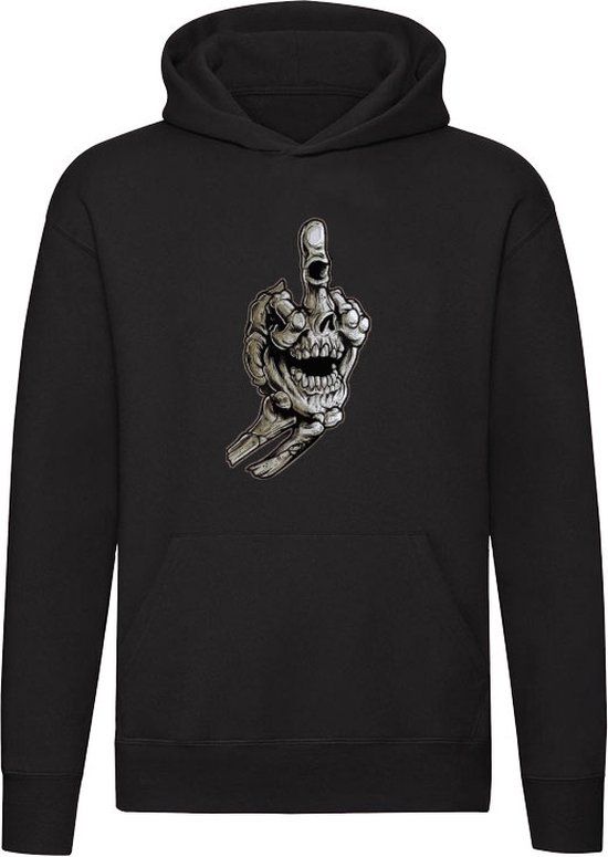 Skelet Schedel Handgebaar Hoodie Zwart XL - Unisex