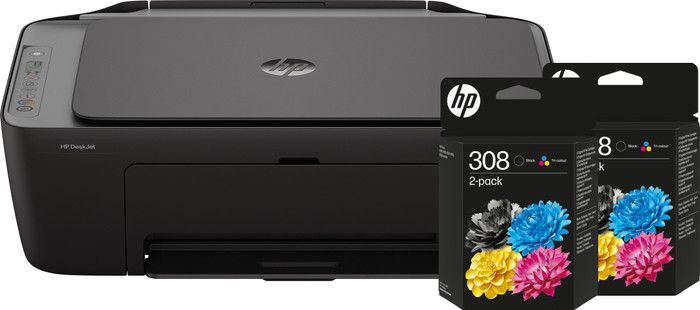 HP DeskJet 2920 All-in-One Printer + 2 Black + 2 Color Cartridges