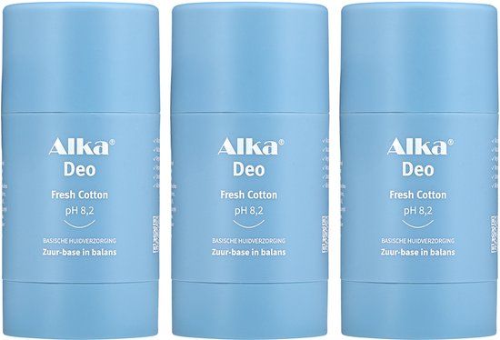 Alka® Deo Fresh Cotton - 3 x 30 ml - Basische Deo pH 8,2 - Vegan & Natuurlijke en Gezonde Deodorant - 0% Aluminium - Deodorant Stick - Unisex