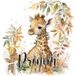 LUMALÉA Girafe Papier Peint Panoramique Enfant Avec Prénom Personnalisable - 195 Cm X 125 Cm
