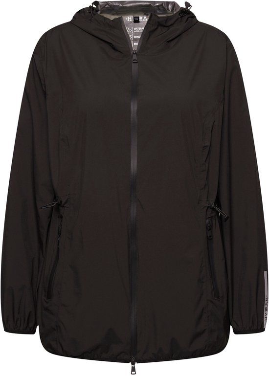 Ulla Popken - Dames - Regenjas licht capuchon waterdicht opbergbaar - Zwart - Maat 46+