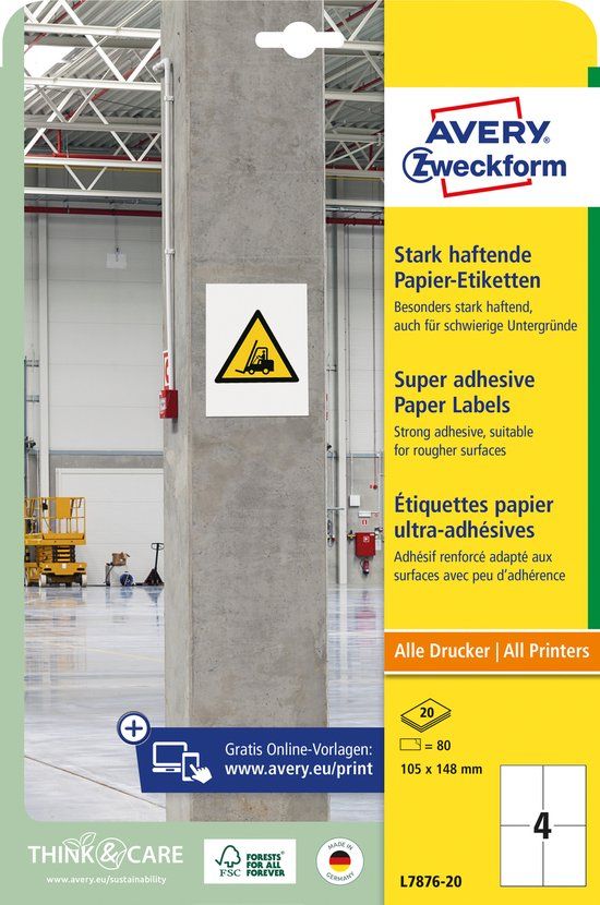 Avery Etiketten zelfklevend 105x148mm wit permanent 20 vel