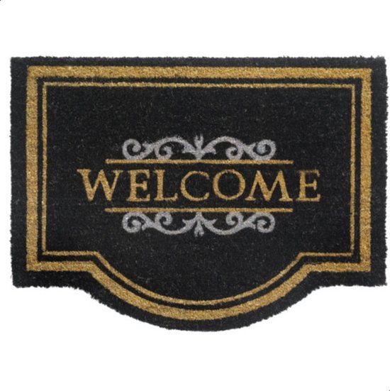 Merkloos Hamat Deurmat Welcome 60 x 80 cm - Kokosmat - Zwart
