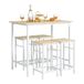 SoBuy Bartafel met 4 Krukken - Modern - max. 120 kg - Wit / Bruin