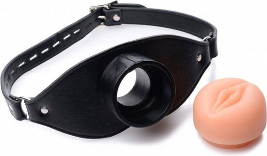 Master Series Pussy Face Vagina Gag - Zwart