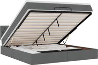 vidaXL - Bed - poef - met - matras - en - LED's - 180x200 - cm - stof - donkergrijs