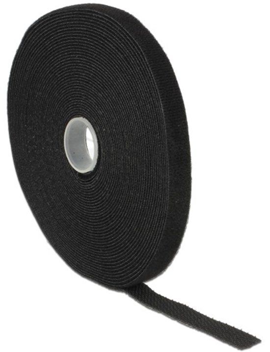 Delock Kabelbinder klittenband 10m rol zwart