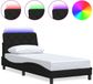 vidaXL Bedframe met LED-verlichting, zonder matras, zwart, 90x190 cm, stof