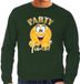 Bellatio Decorations Verkleed sweater voor heren - party time emoji - groen - themafeesten/carnaval XL