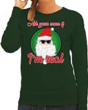 Bellatio Decorations Shoppartners Bv Foute Kersttrui / sweater - Ask your mom I am real - groen voor dames - kerstkleding / kerst outfit L