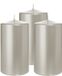 Wiedemann Cilinderkaars/stompkaars - 3 stuks - metallic zilver - 13 x 7 cm - 52 branduren
