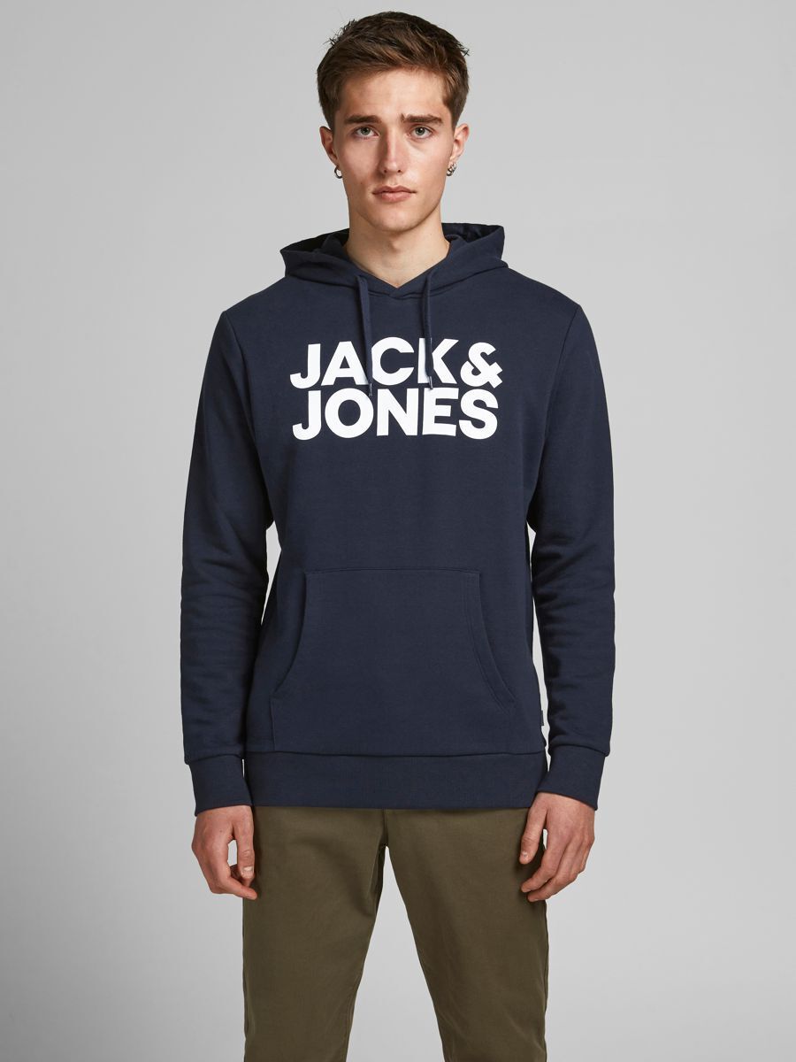 Jack & Jones Essentials Hoodie - Marine/Wit - XS