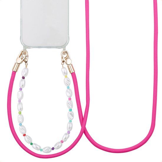 imoshion Universeel Telefoonkoord with Pearls - Telefoon Ketting - GSM Koord - Roze