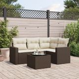 Maison Exclusive - Ensemble de jardin pour le jardin, composé de 5 pièces avec coussins, marron, en polyrotin
