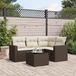 Maison Exclusive - Ensemble de jardin pour le jardin, composé de 5 pièces avec coussins, marron, en polyrotin