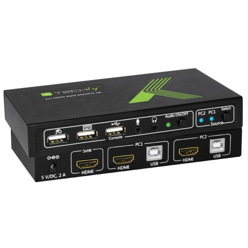 Techly   2x1 USB HDMI KVM Switch 4Kx2K  IDATA KVM-HDMI2U