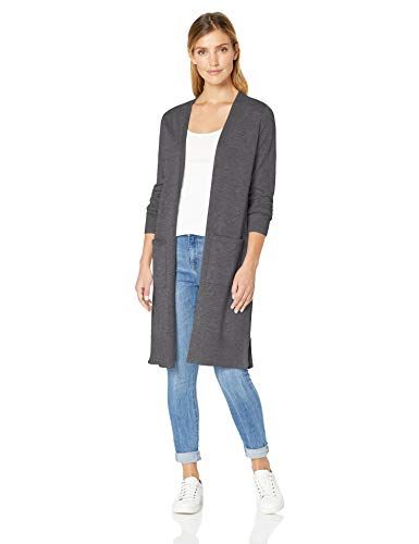 Amazon Essentials Women's Lightweight Long Cardigan (Available in Plus Sizes), Charcoal, L