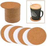 Allazone 70 stuks zelfklevende kurken onderzetters, rond, 9 x 9 cm